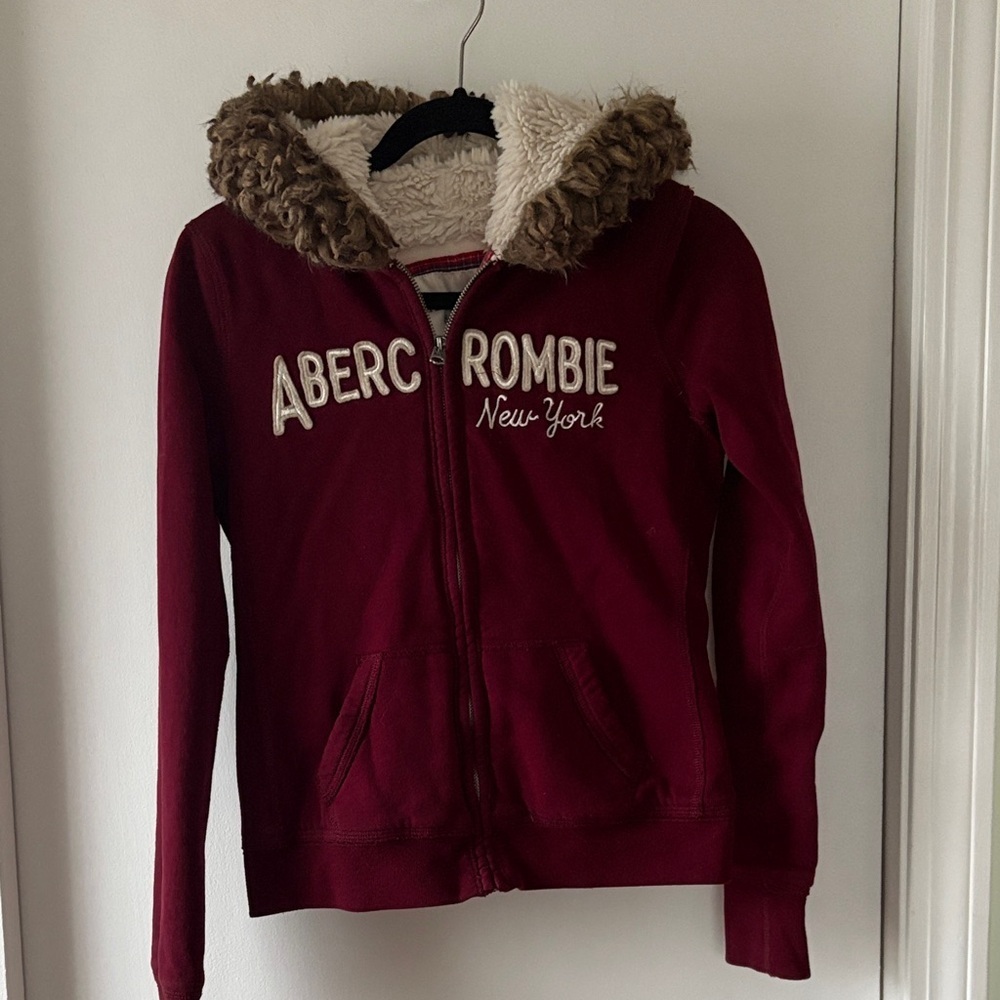 Abercrombie & Fitch Vintage Sherpa Lined Full Zip Hoodie M